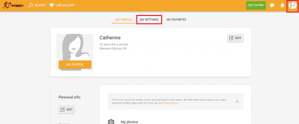 Delete BeNaughty account