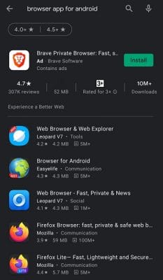 install browser android