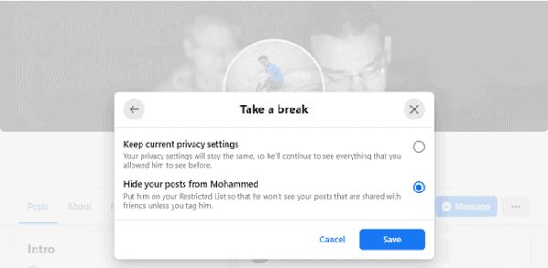 facebook take a break