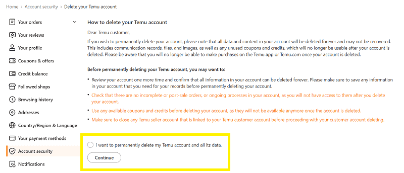 How to Delete Your Temu Account Permanently – Step by Step 4
