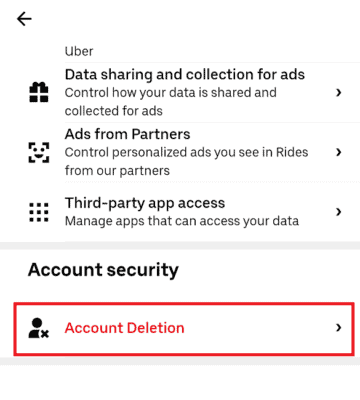 How to Delete Uber Account 6