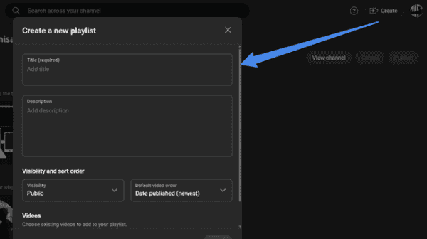 Create YouTube playlist