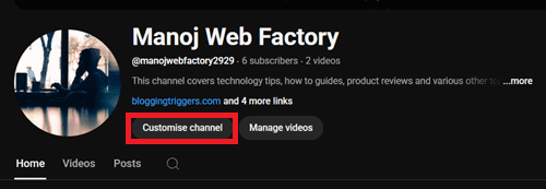 youtube channel customize