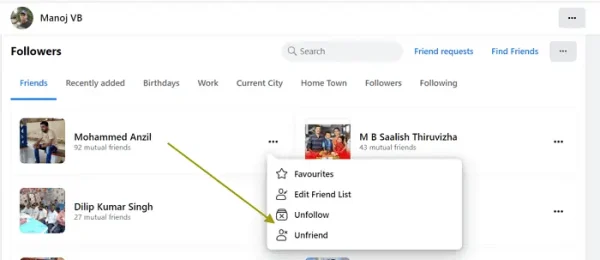 Remove facebook friend Remove facebook friend