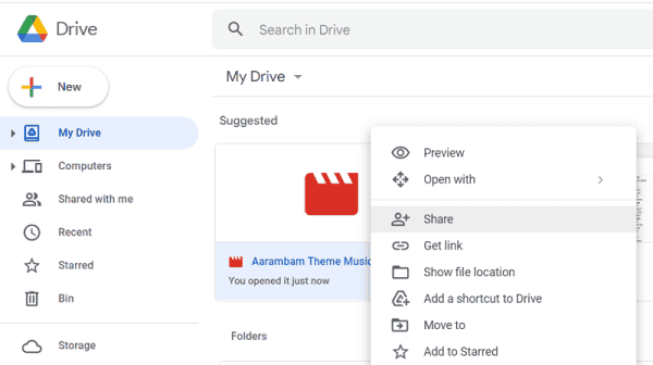 share video Google Drive share video Google Drive